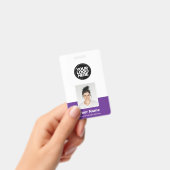 Lila Mitarbeiter - Foto, BarCode, großes Logo, Nam Ausweis (Handheld)