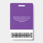 Lila Mitarbeiter - Foto, BarCode, großes Logo, Nam Ausweis (Back)