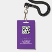 Lila, Mitarbeiter-Foto-ID mit QR-Code, Unternehmen Ausweis (Rückseite mit Schlüsselband)