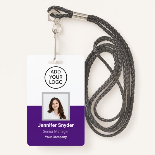 Lila, Mitarbeiter-Foto-ID mit QR-Code, Unternehmen Ausweis (Vorderseite mit Schlüsselband)