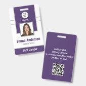 Lila | Mitarbeiter-Foto-ID Unternehmenssicherheit Ausweis (Front & Back)