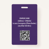 Lila | Mitarbeiter-Foto-ID Unternehmenssicherheit Ausweis (Rückseite)