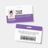 Lila Mitarbeiter Moderne Foto-ID-Sicherheit Ausweis (Vorder- & Rückseite)