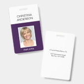 Lila Mitarbeiter - Name Foto Corporate Work Ausweis (Vorder- & Rückseite)