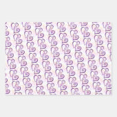 Lila, miteinander verbundene Herz-Muster-Papierblä Geschenkpapier Set (Vorderseite 3)