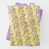 Lila, miteinander verbundene Herz-Muster-Papierblä Geschenkpapier Set (Beispiel)