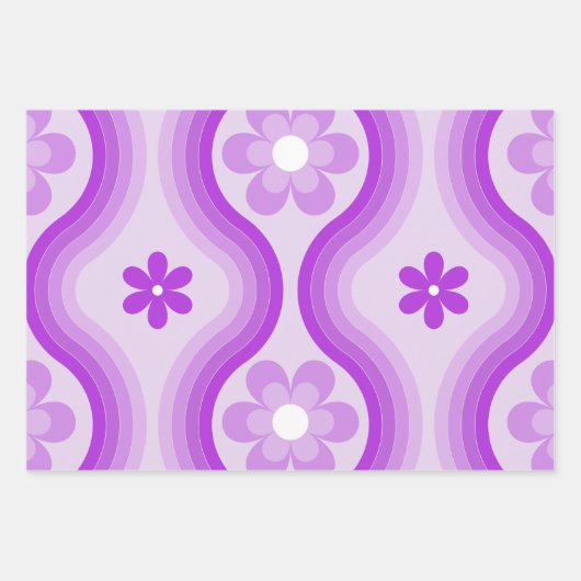 Lila Mittelalter Modernes Rainbow Retro Geschenkpapier Set (Vorderseite)