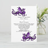Lila mittelalterlicher Drachenhochzeitaufenthalt Einladung (Stehend Vorderseite)