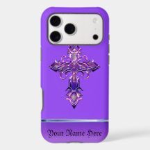 Lila mittelalterliches Kreuz iPhone XS Max Hülle