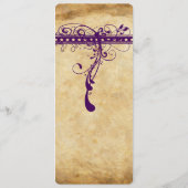 Lila mittelalterliches Renaissancemenü Menükarte (Rückseite)