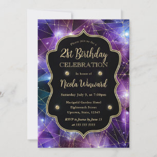 Lila Mitternacht Kristall Galaxie 21. Geburtstag Einladung