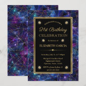 Lila Mitternachtskristall Galaxy 21. Geburtstag Einladung (Vorne/Hinten)