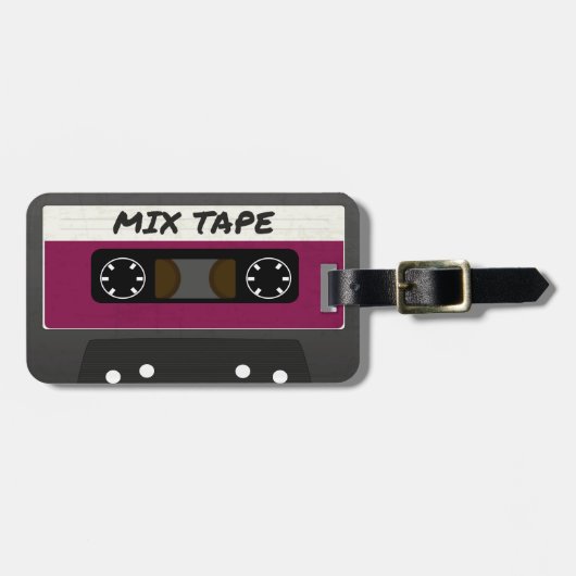 Lila Mix-Tape - 80er und 90er Retro Geschenk Gepäckanhänger (Vorderseite horizontal)