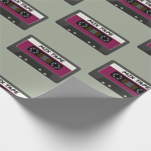 Lila Mix-Tape - 80er und 90er Retro Geschenk Geschenkpapier (Ecke)