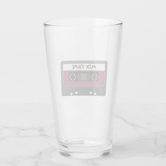 Lila Mix-Tape - 80er und 90er Retro Geschenk Glas (Rückseite)