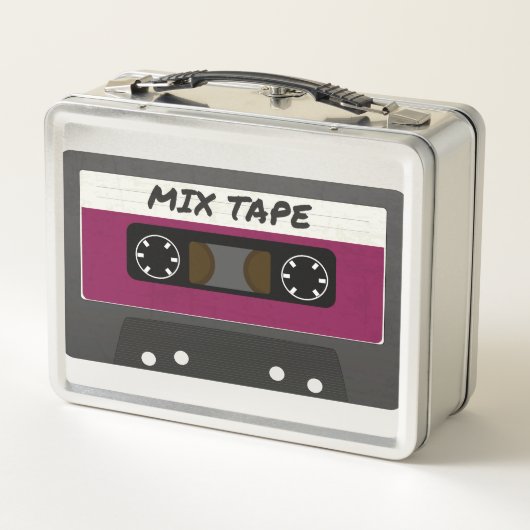 Lila Mix-Tape - 80er und 90er Retro  Geschenk Metall Brotdose (Rückseite)