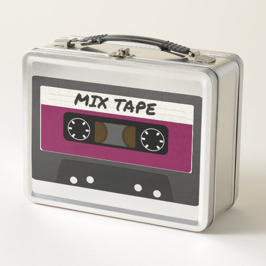 Lila Mix-Tape - 80er und 90er Retro  Geschenk Metall Brotdose (Vorderseite)