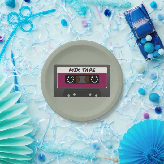 Lila Mix-Tape - 80er und 90er Retro  Geschenk Pappteller (Party)