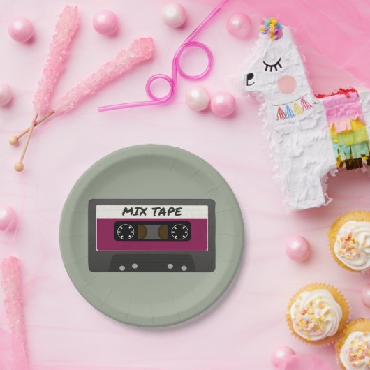 Lila Mix-Tape - 80er und 90er Retro  Geschenk Pappteller (Party)