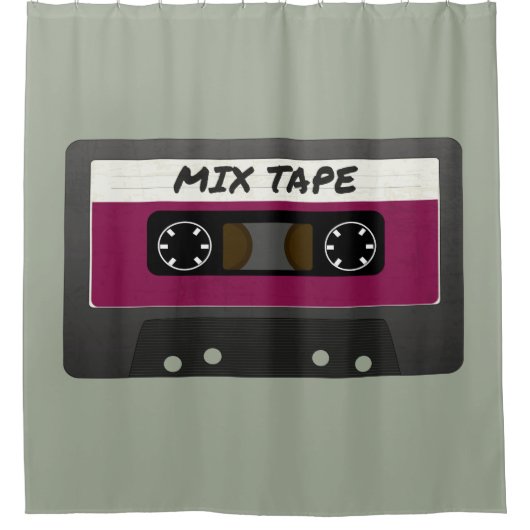 Lila Mix-Tape - 80er und Retro-Inspiriert Geschenk Duschvorhang (Vorderseite)