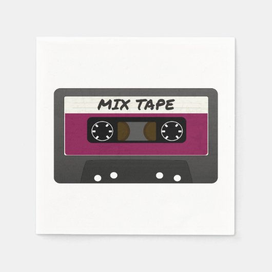 Lila Mix-Tape - 80er und Retro-Inspiriert Geschenk Serviette (Vorderseite)
