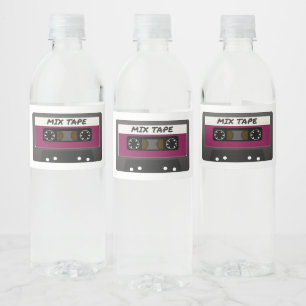 Lila Mix-Tape - 80er und Retro-Inspiriert Geschenk Wasserflaschenetikett