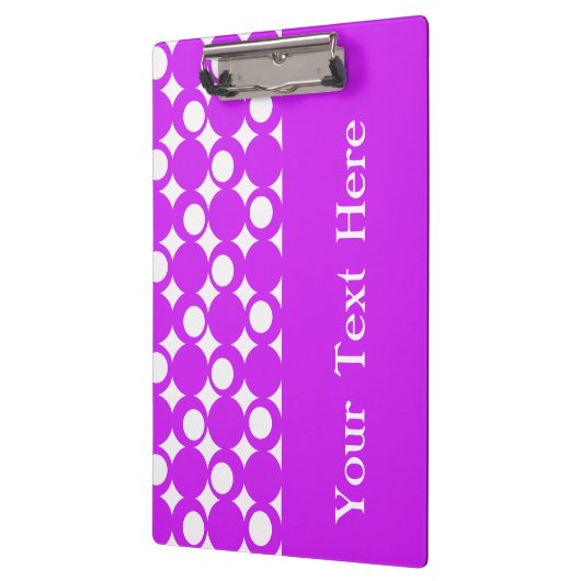 Lila Mod-Ball-Design mit benutzerdefiniertem Text Klemmbrett (Links)