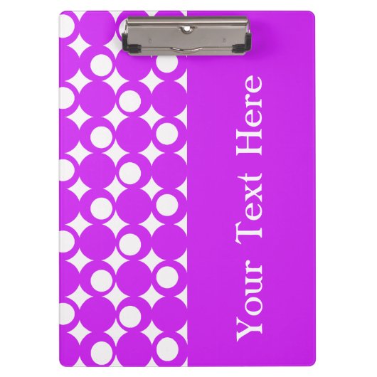 Lila Mod-Ball-Design mit benutzerdefiniertem Text Klemmbrett (Vorderseite)