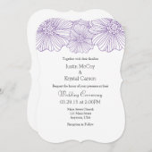 Lila Mod Blume Konturen Hochzeiten Einladungen (Vorne/Hinten)