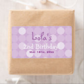 Lila Mod Polka Dot Birthday Wasserflaschen Etikett (Insitu)