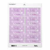 Lila Mod Polka Dot Birthday Wasserflaschen Etikett (Vorne)
