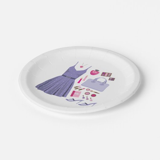 Lila Mode-Set Pappteller (Schrägansicht)