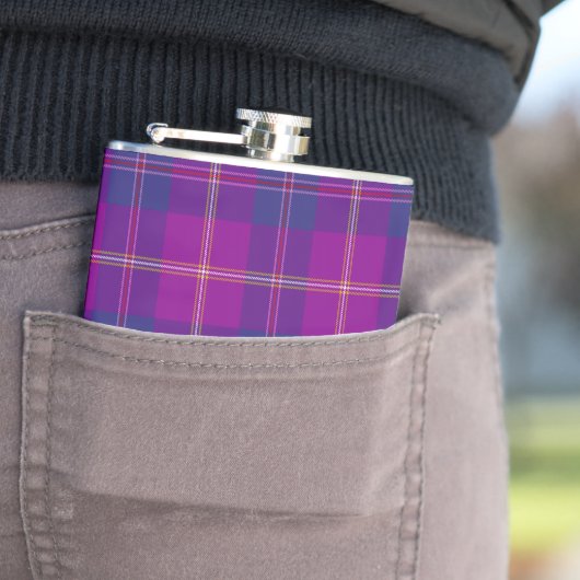 Lila Mode Tartan Kariertes Muster Flachmann (Beispiel)