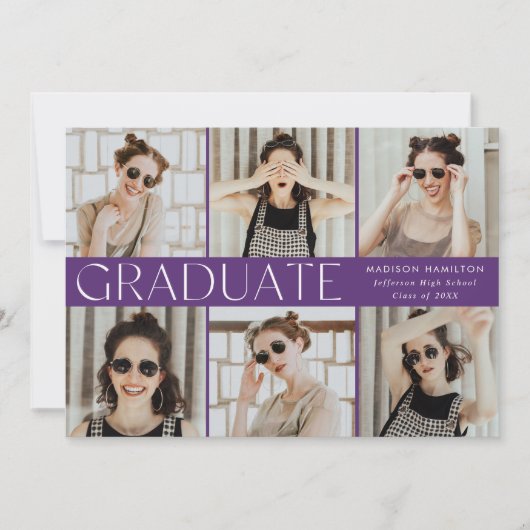 Lila Modern Classic 12 Foto Abschluss Ankündigung (Vorderseite)