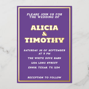 Lila Modern Gold Typografie Folieneinladung