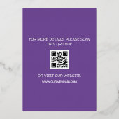 Lila Modern Gold Typografie Folieneinladung (Rückseite)