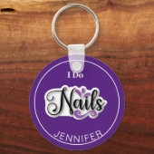 Lila-modern I Do Nails Nageltechniker Schlüsselanh Schlüsselanhänger (Vorderseite)