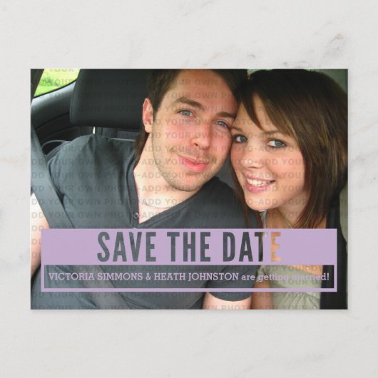 Lila moderne Ausschnitt Save the Date Postkarte (Vorderseite)