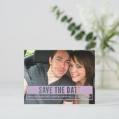 Lila moderne Ausschnitt Save the Date Postkarte (Stehend Vorderseite)