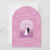 Lila, moderne botanische Hochzeitsfeier Einladung (Vorderseite)