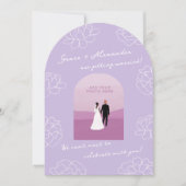 Lila, moderne botanische Hochzeitsfeier Einladung (Vorderseite)