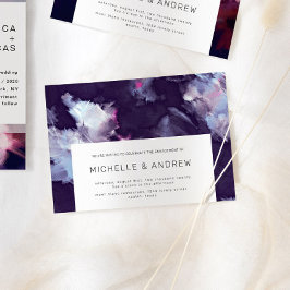 Lila, moderne Brush-Stroke-Engagement-Party Einladung