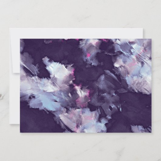 Lila, moderne Brush-Stroke-Engagement-Party Einladung (Rückseite)