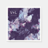 Lila moderne Brush-Stroke-Hochzeit Serviette (Vorderseite)