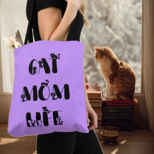 Lila Moderne Cat Mama Leben Niedlich Muttertag Tasche