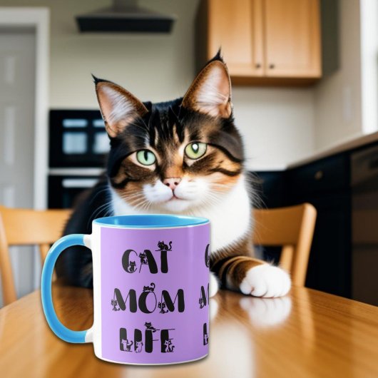 Lila Moderne Cat Mama Leben Niedlich Muttertag Tasse