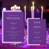 Lila Moderne Elegante Minimalistische Hochzeit Einladung