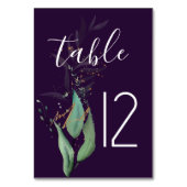 Lila moderne Grünanlage Hochzeitsszene Tischnummer (Vorderseite)