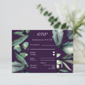 Lila, moderne Grünanlage RSVP Karte (Stehend Vorderseite)