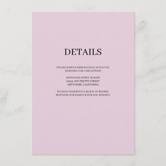 Lila moderne Hochzeitskarte Begleitkarte (Vorderseite)